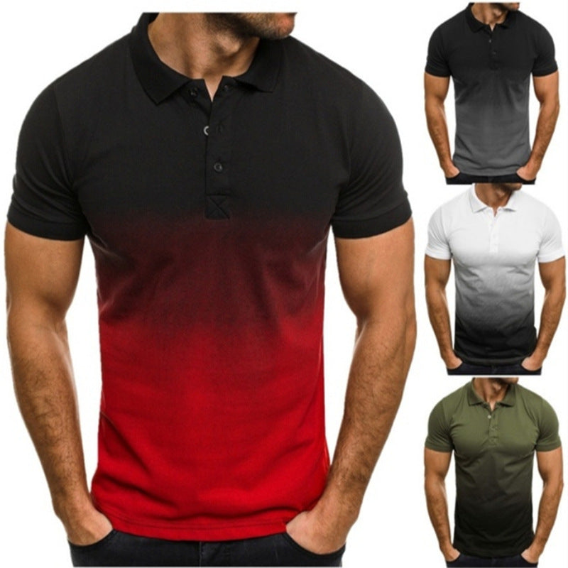 "Men's Gradient Polo Shirt - Stylish Slim Fit Design"