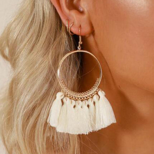 Title: "Elegant Round Drop Dangle Earrings - Fashionable Statement Jewelry for Women"