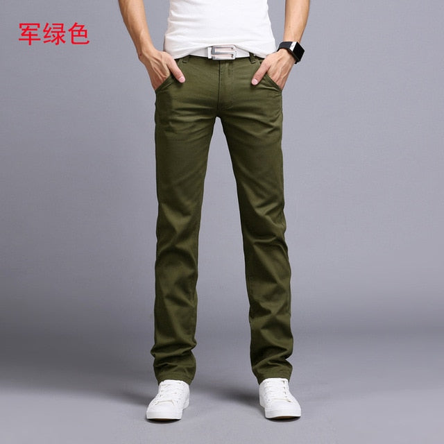 Men's Cotton Slim Fit Chinos - 2021 Spring Autumn Casual Pants, Fashion Trousers in 8 Colors (Sizes 28-38)