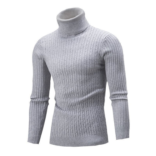 European and American Men's High-Neck Color Twist Knitwear for Autumn and Winter