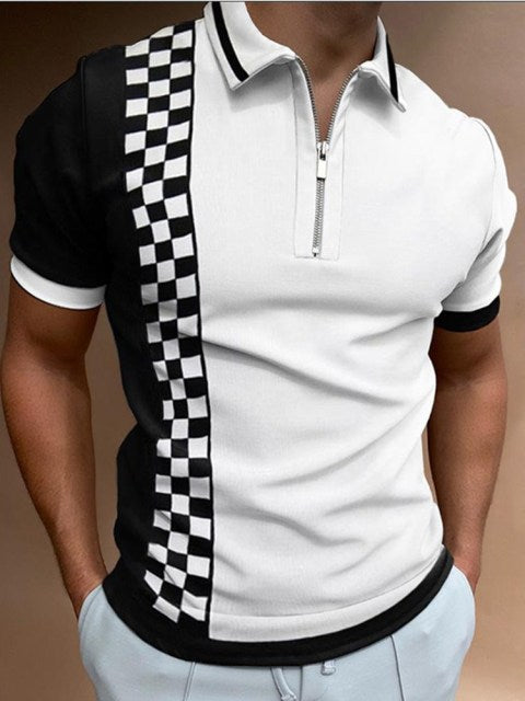 Stylish Summer Polo Shirt for Men - High Quality, Street Print, Short Sleeve with Zipper - Casual Turn-Down Collar Design