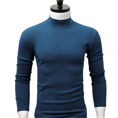 Optimize product title: Men's Slim Fit High Collar Sweater Shirt - Solid Color, Long Sleeve, Keep Warm, Inner Wear